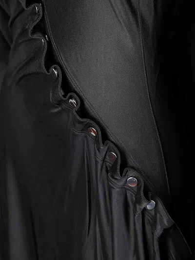 Rabanne Stretch Viscose Draped Midi Dress In Black