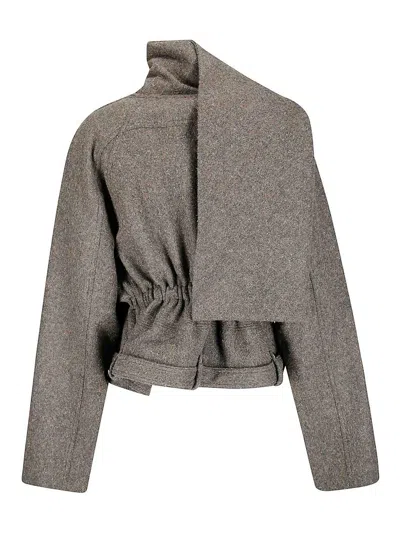 Rick Owens Wool Biker Jacket In Green