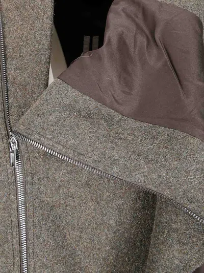 Rick Owens Wool Biker Jacket In Green