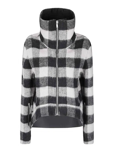 Rick Owens Asymmetric Short Wool Jacket With High Collar In Gray