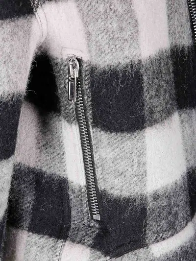 Rick Owens Asymmetric Short Wool Jacket With High Collar In Gray