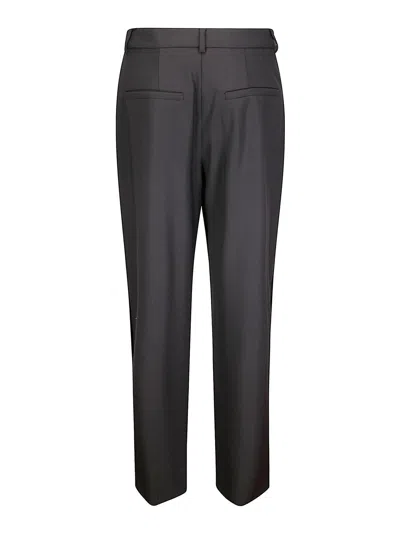 Sportmax Elegant Tailored Pants With Side Slits And Signature Snap Buttons In Black