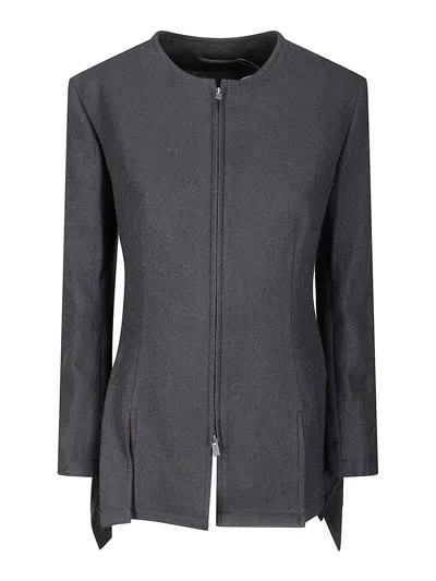 Yohji Yamamoto Zip-up Wool Jacket In Black