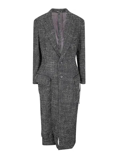 Yohji Yamamoto Back Lace Up Long Coat In Gray