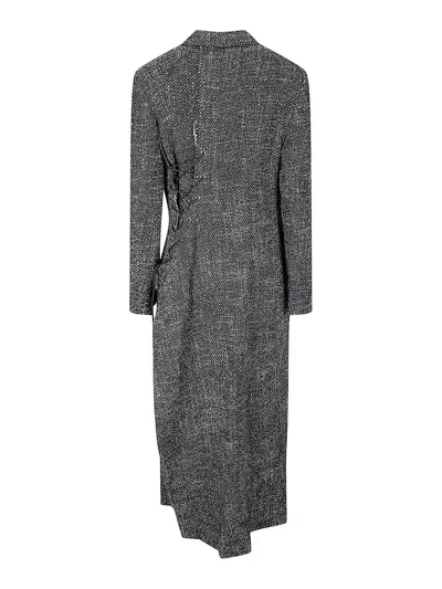 Yohji Yamamoto Back Lace Up Long Coat In Gray