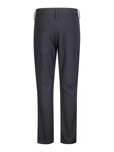Yohji Yamamoto Gathered Knee Pants With Tailored Fit And Structured Silhouette In Blue