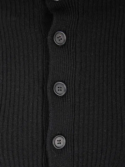 Yohji Yamamoto High-neck Ribbed Buttoned Cardigan In Black
