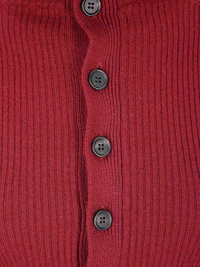 Yohji Yamamoto Ribbed High-neck Sweater In Burgundy