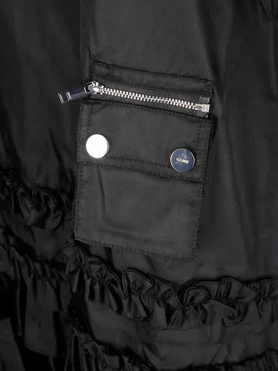 Ganni Duchesse Nylon U-neck Mini Dress In Black