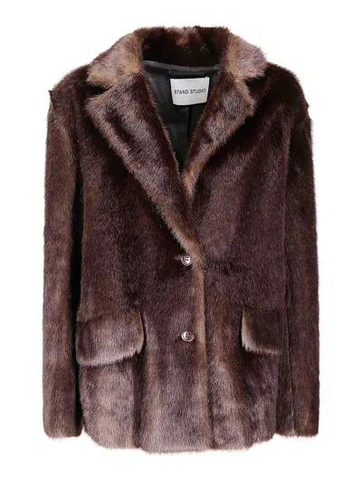 Stand Studio Evyn Jacket In Burgundy