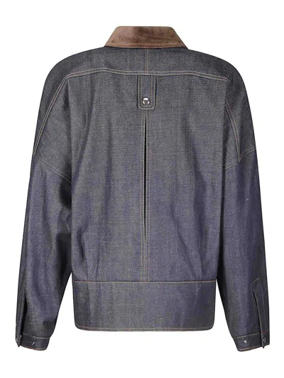 Jejia Structured Denim-effect Cotton Bomber With Suede Inserts In Multi