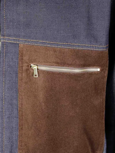 Jejia Structured Denim-effect Cotton Bomber With Suede Inserts In Multi