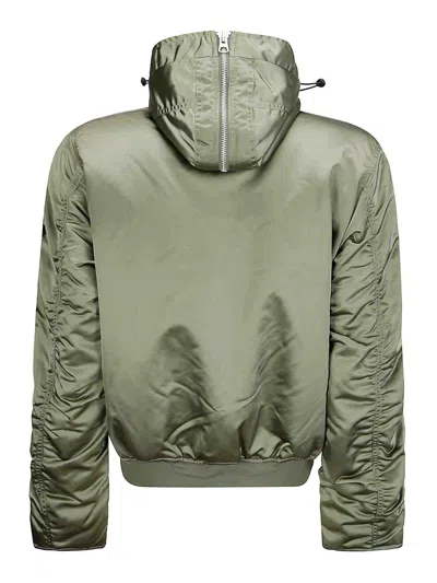 Alpha Industries Drawstring Hooded Bomber Jacket With Double-slider Zip And Magnetic Buttons In Gray