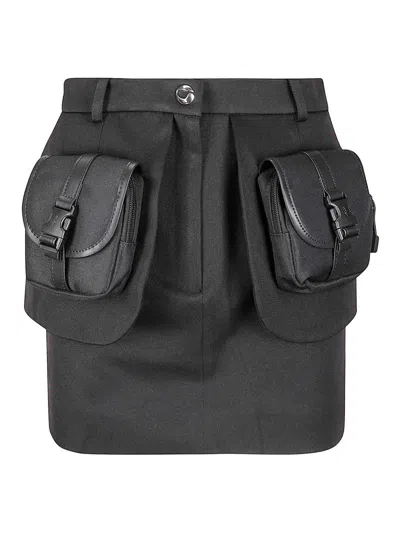 Coperni Structured Mini Skirt With Front Button In Black