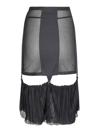 Knwls Mesh Girdle Skirt With Velvet Tape Details In Black
