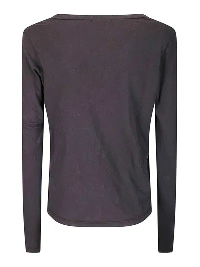 James Perse Deep V L/s Tee In Brown