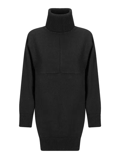 Stefano Mortari Asymmetric Hem Wool Turtleneck Sweater In Black