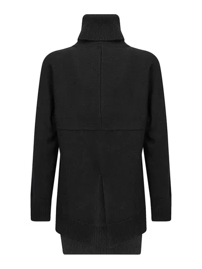 Stefano Mortari Asymmetric Hem Wool Turtleneck Sweater In Black