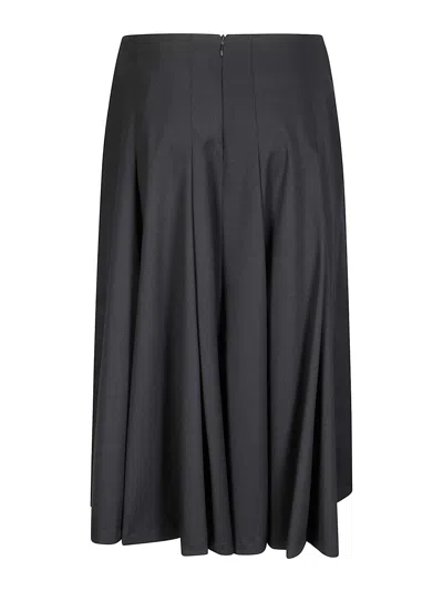 Stefano Mortari Black Flared Skirt With Low Pleats In Multi