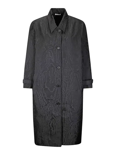 Stefano Mortari Lightweight Black Trench Coat With Embossed Pattern In Black