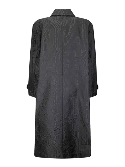 Stefano Mortari Lightweight Black Trench Coat With Embossed Pattern In Black