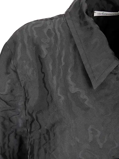 Stefano Mortari Lightweight Black Trench Coat With Embossed Pattern In Black