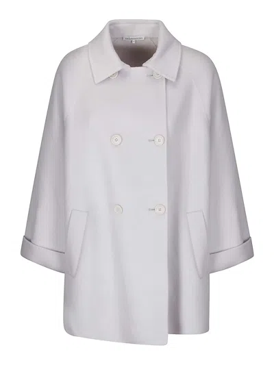 Stefano Mortari Double-breasted Pea Coat With Light Buttons And Flared Silhouette In White