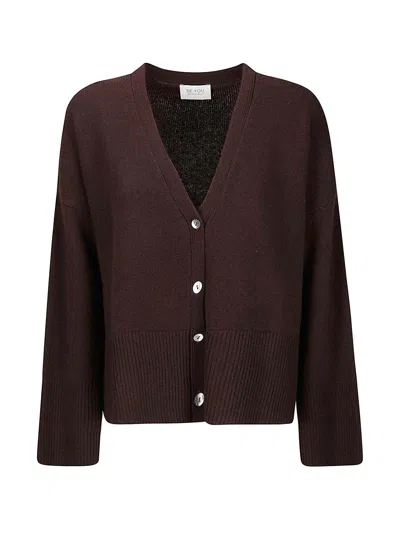 Be You Short Cashmere Cardigan With Front Buttons And V-neckline In Brown