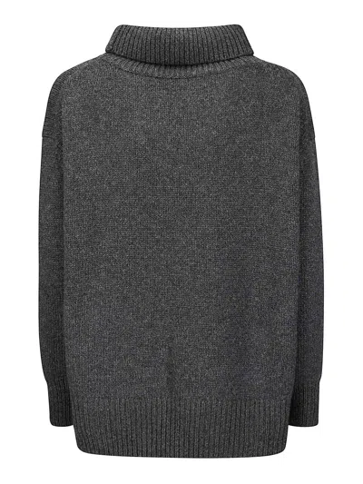Be You Soft Cashmere Turtleneck Sweater With Side Slits And Relaxed Fit In Black
