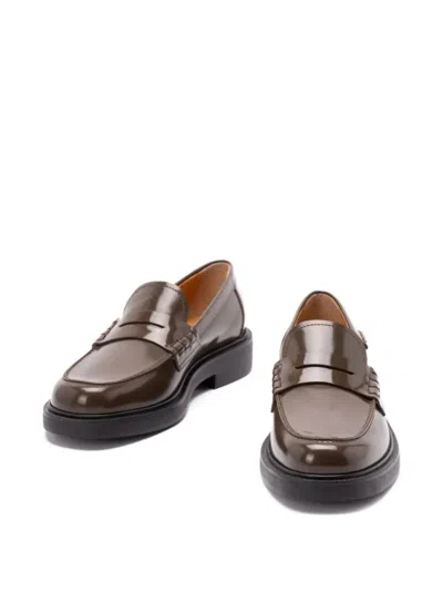 Tod's Shaded Finishing Leather Penny Loafers Shoes In Brown