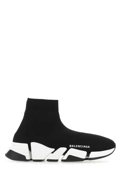 Balenciaga Black Stretch Fabric Speed 2.0 Sneakers In Black
