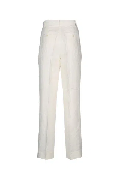 Calvin Klein Structured Linen Pleated Pant In White