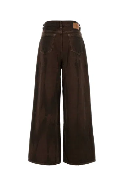 Ganni Overdyed Heavy Denim Baggy Jeans In Brown