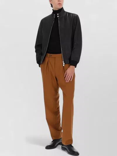 Hugo Boss High Collar Jacket With Ribbed Cuffs And Hem In Black