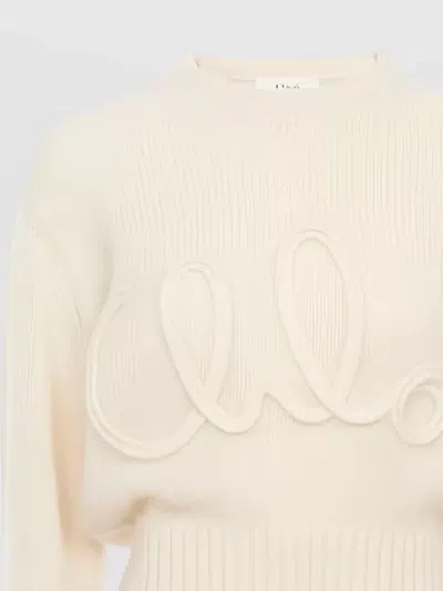 Chloé Cropped Long Sleeve Knitwear Crew Neck In Multi