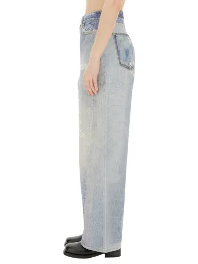 Our Legacy Full-cut Denim-print Straight-leg Jeans In Blue