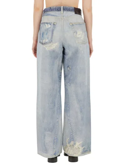 Our Legacy Full-cut Denim-print Straight-leg Jeans In Blue