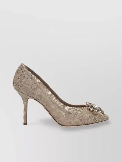 Dolce & Gabbana Stiletto Heel Lace Overlay Pumps In Multi