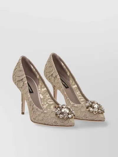 Dolce & Gabbana Stiletto Heel Lace Overlay Pumps In Multi
