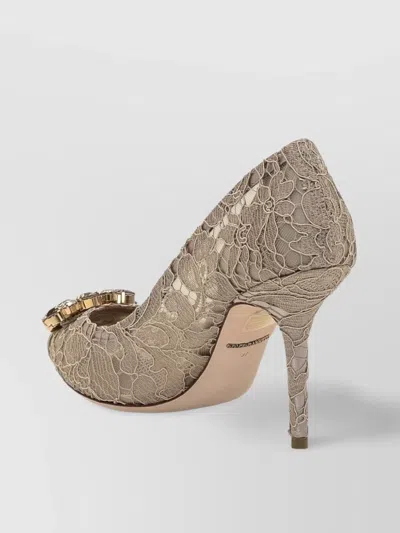 Dolce & Gabbana Stiletto Heel Lace Overlay Pumps In Multi