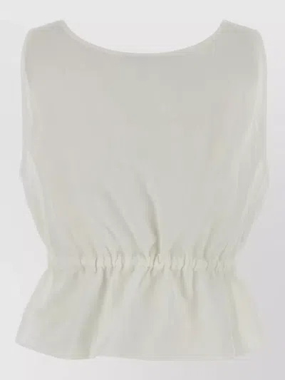 Miu Miu Poplin Tank Top With Button Detail And Drawstring In Multi