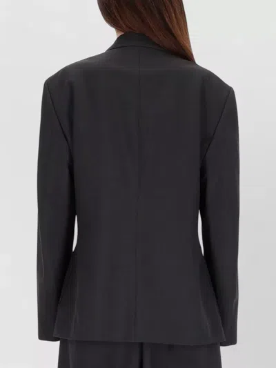 Lemaire Double-breasted Jacket Structured Shoulders In Gray