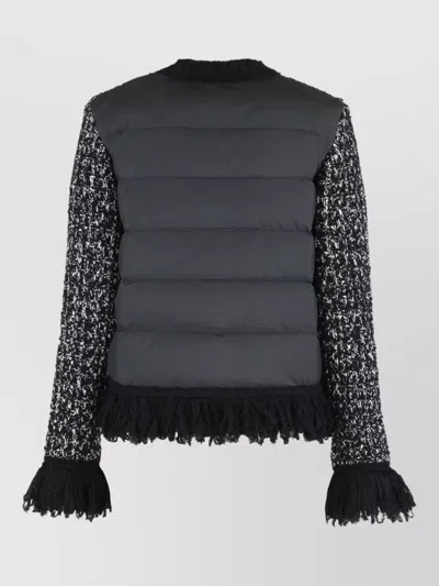 Moncler Trendy Wool Blend Cardigan Fringe In Black