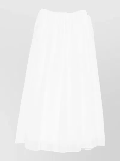 Brunello Cucinelli Long Flowing Cotton Skirt With Sheer Overlay In White