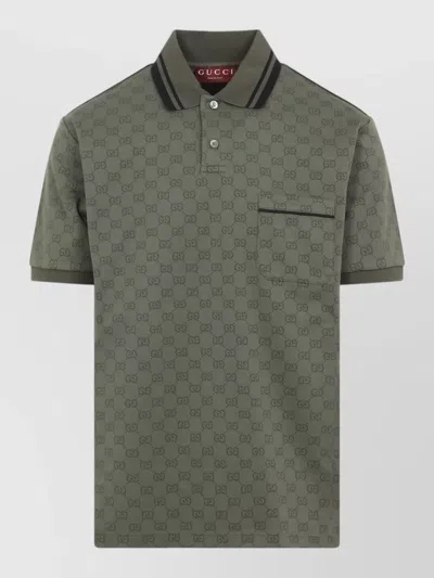 Gucci Short Sleeve Polo Shirt With Chest Pocket In Multi