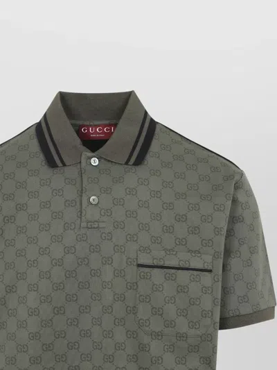 Gucci Short Sleeve Polo Shirt With Chest Pocket In Multi