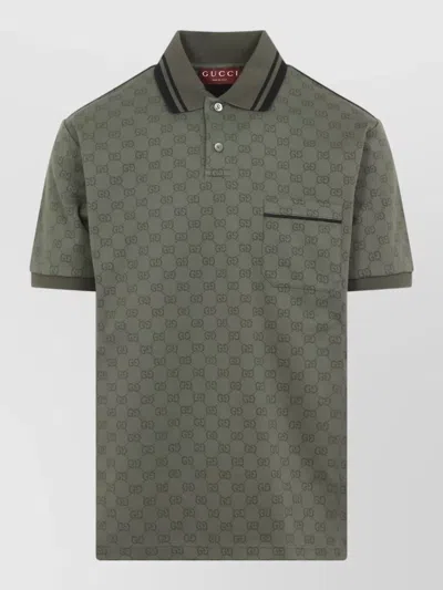 Gucci Short Sleeve Polo Shirt With Chest Pocket In Multi