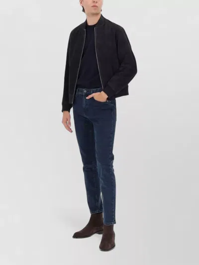 Hugo Boss Ribbed Collar Jacket Side Pockets In Blue