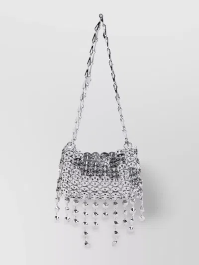Rabanne Crystal Chain Shoulder Bag In Silver