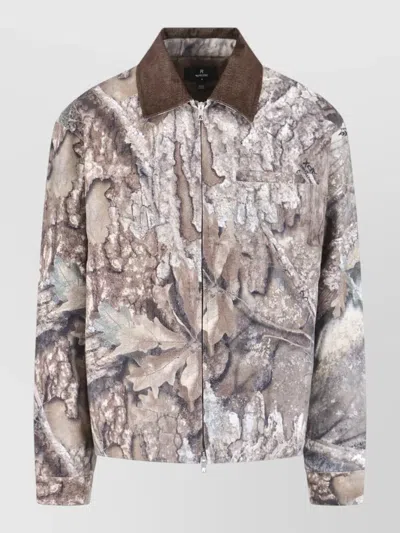 Represent Mens Tree-graphic Print Camouflage Cotton Trucker Jacket In Multi